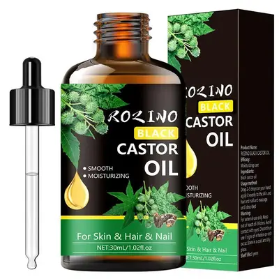 30ml Black Castor Oil, Deeply Moisturizing Skincare Oil, Massage Oil for Whole Body, Hydrating Body Care Oil for Skin & Hair