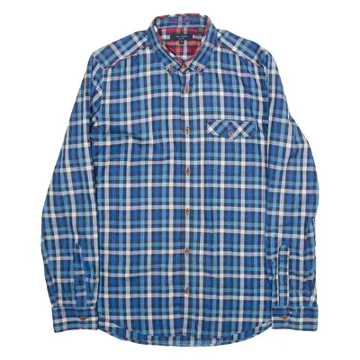 TED BAKER Mens Shirt Blue Gingham Long Sleeve M