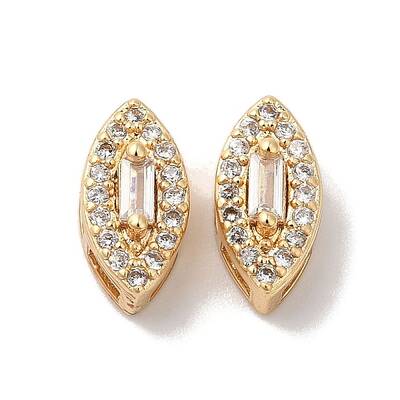 Brass Micro Pave Clear Cubic Zirconia Beads