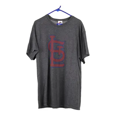 Majestic MLB T-Shirt - Large Grey Cotton