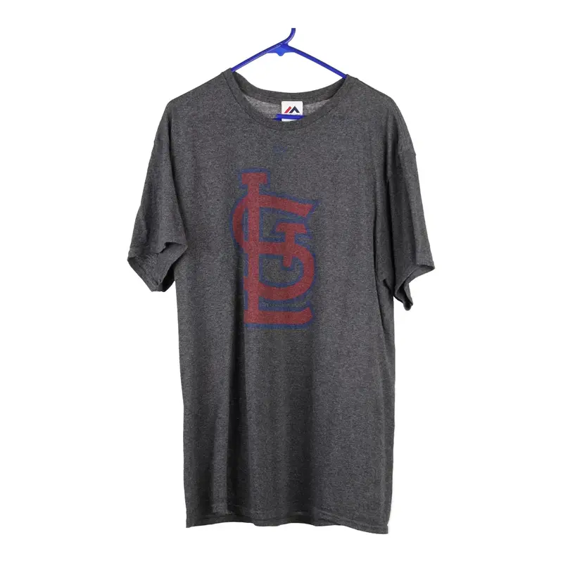 Majestic MLB T-Shirt - Large Grey Cotton