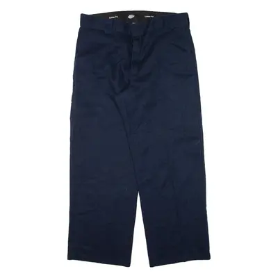 DICKIES Double-knee Workwear Mens Trousers Blue Loose Straight W36 L30