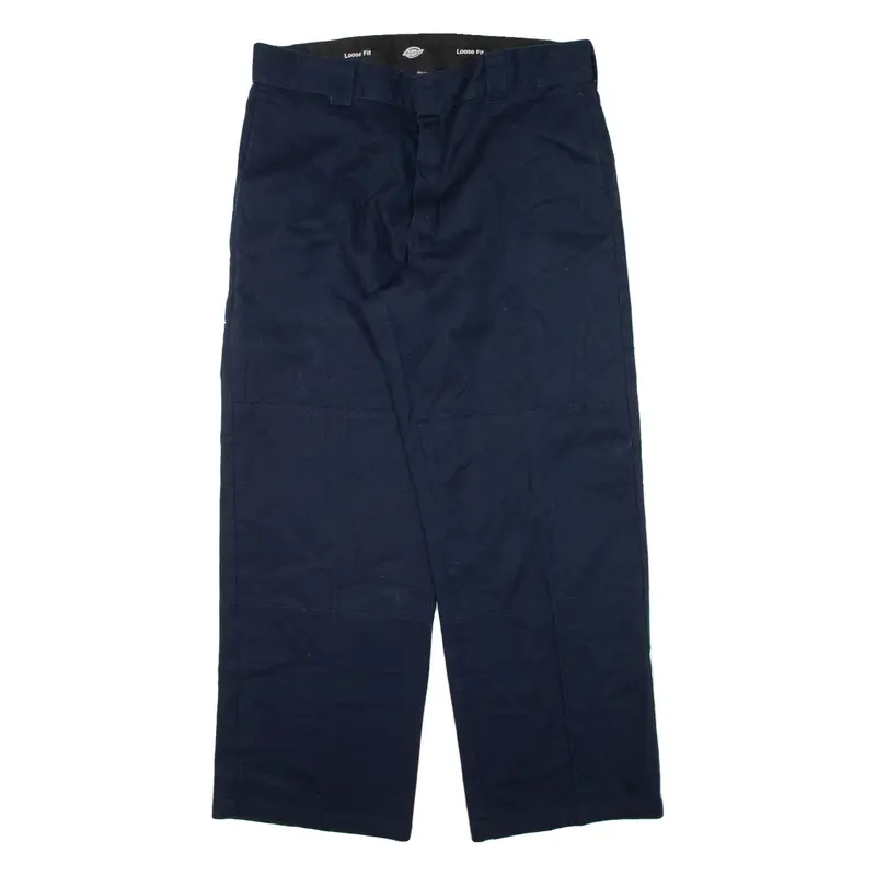 DICKIES Double-knee Workwear Mens Trousers Blue Loose Straight W36 L30