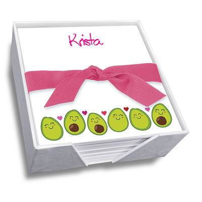 Avocado Family Memo Square - White with holder