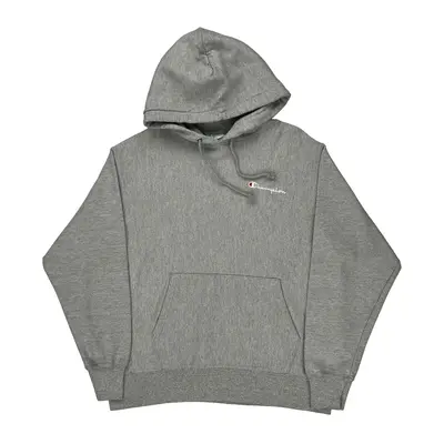 Reverse Weave Champion Hoodie - Large Grey Cotton Blend