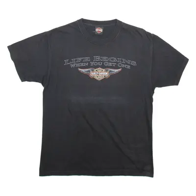HARLEY DAVIDSON Mens Biker T-Shirt Black M
