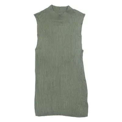 BAR III Stretch Vest Green 90s Tight Knit High Neck Sleeveless Womens XS