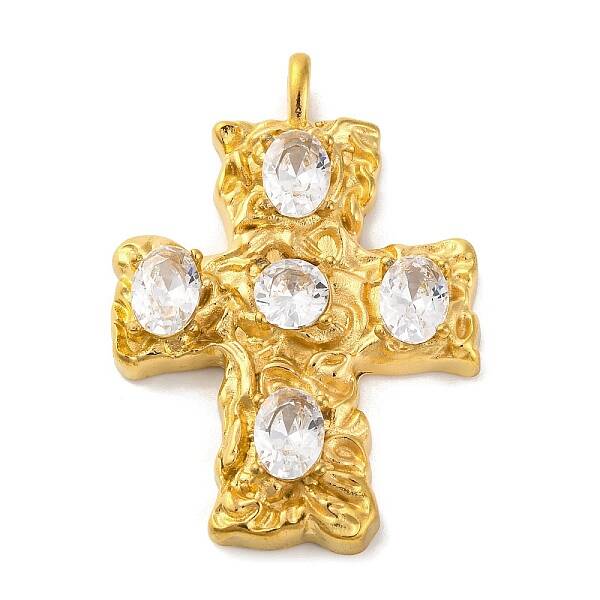 304 Stainless Steel Micro Pave Cubic Zirconia Pendants