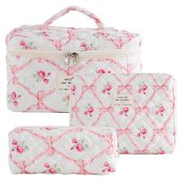 Quilted Makeup Bag Set, Travel Cosmetic Bags, Portable Zipper Makeup Organizer Pouch for Skincare, Foundation, Makeup Tools, ...