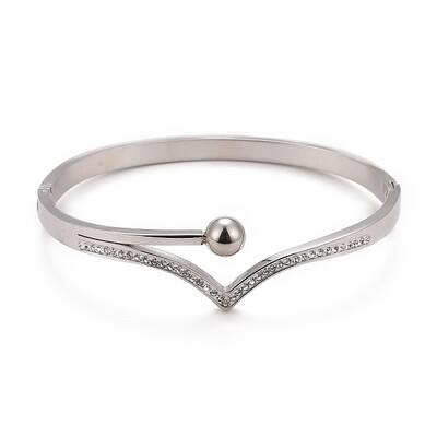 Crystal Rhinestone Wave Hinged Bangle