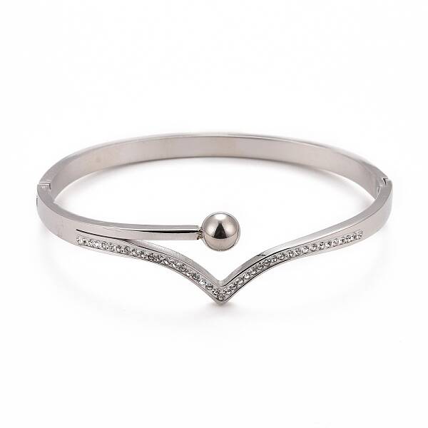 Crystal Rhinestone Wave Hinged Bangle