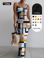 Women's All Over Print Cami Bodycon Dress, Elegant Sleeveless Scoop Neck Long Dress for Party Dating, Ladies Summer Clothes, ...