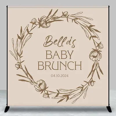 Boho Beige Baby Bruch Custom Gender Reveal Backdrop