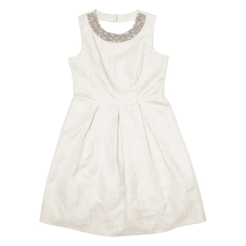 JENNY PACKHAM No 1 Wedding Guest A-Line Dress Gold Floral Sleeveless Knee Length Womens UK 14