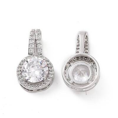 Brass Micro Pave Cubic Zirconia Pendants