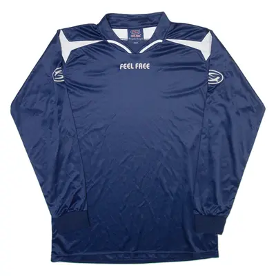 FEEL FREE Mens Jersey Blue Long Sleeve V-Neck L