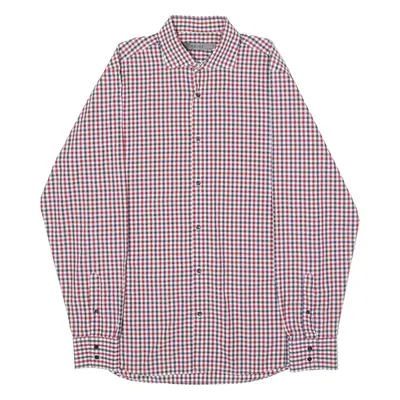 REISS Mens Shirt Red Check Long Sleeve XL