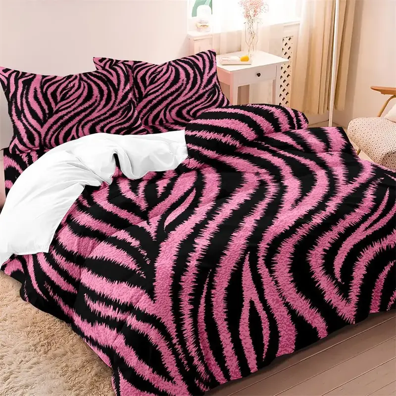 Zebra Print Duvet Cover & Pillowcase Without Filler (1 Set), Soft Breathable Bedding Set, Bedding Supplies For Home Bedroom H...