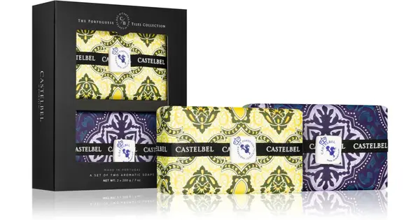 Castelbel Tile Coriander and Lime + Rhubarb and Cassis solid soap gift pack 2x200 g