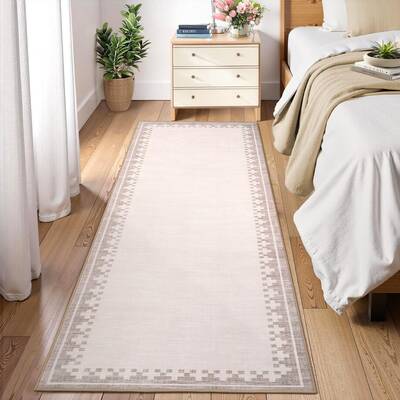 Garvee Washable 2x6 Runner Rug Modern Border Non-Slip, Stain Resistant Low Pile Polyester for Kitchen Entryway Bathroom