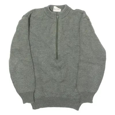Swiss Military Mens Heavy Knit Jumper Grey 1/2 Zip Tight Knit Wool L