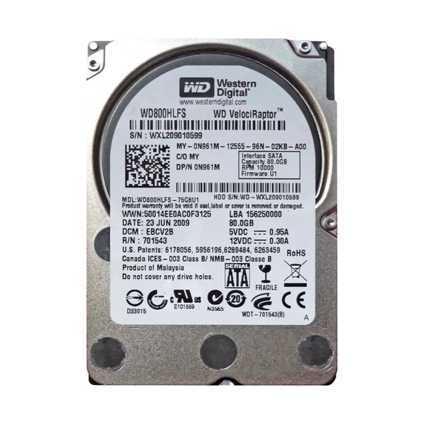 N961M Dell 80GB 3Gb/s SATA 10000 2.5-inch 16MB Hard Drive