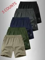 Men's Solid Zipper Design Pocket Elastic Waist Shorts, Regular Fit Casual Breathable Comfy Shorts for Summer, Shorts for Men,...