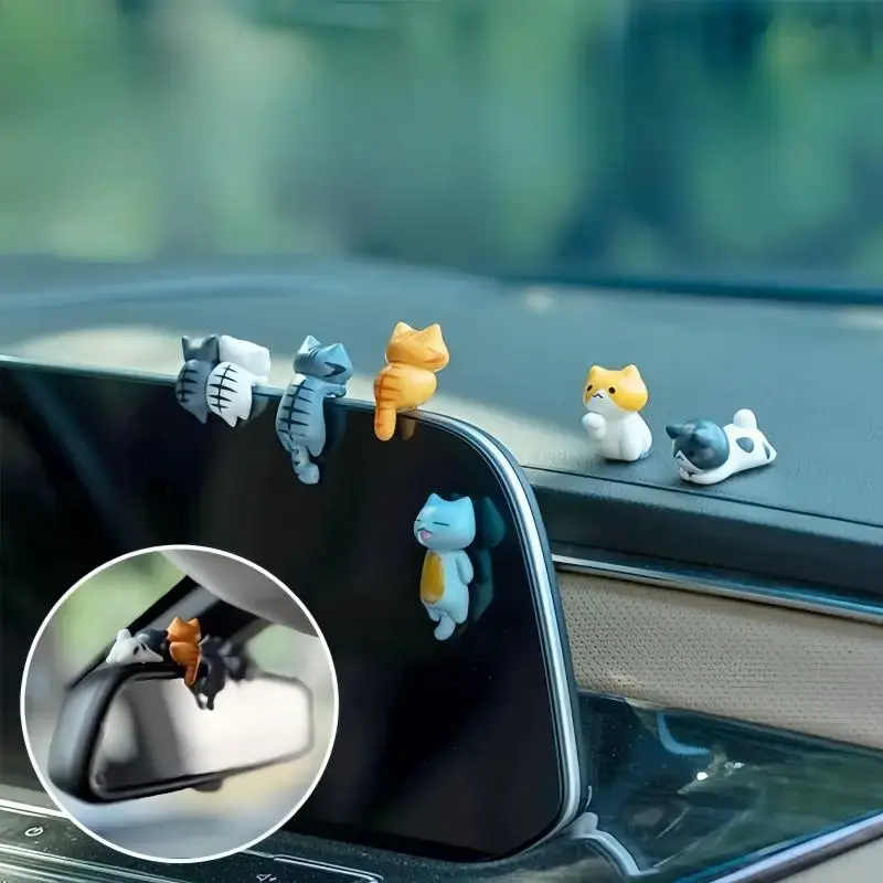 Cute Cartoon Cat Design Car Ornament, Car Interior Decoration, Car Interior Accessories for Women & Girls