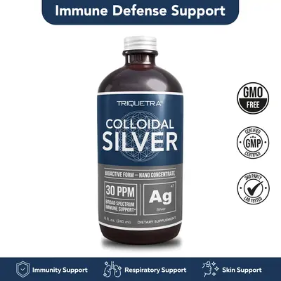 Colloidal Silver Liquid Supplement - 99.99% Pure, 30 PPM Concentration, Immune Support - Vegan, GMO-Free, Allergen-Free - Gla...