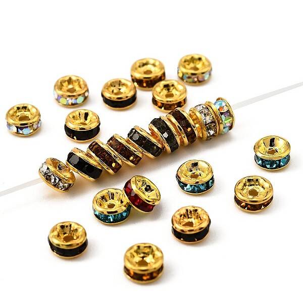 Brass Grade A Rhinestone Spacer Beads