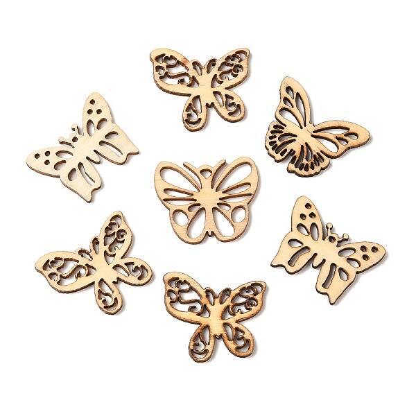 50Pcs Hollow Unfinished Wood Butterfly Shaped Cutouts Ornament