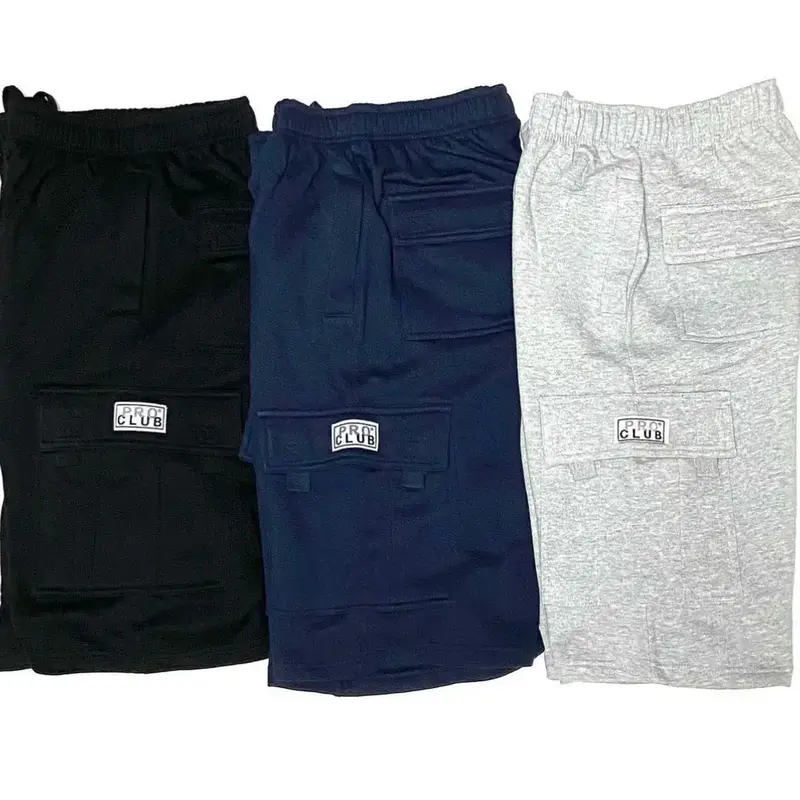 Pro Club Men's Fleece Cargo Short Elastic Pocket Menswear Relaxed Fit
