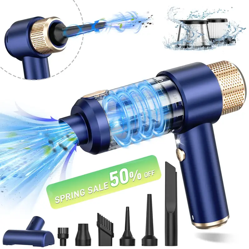 Handheld Car Vacuum Cleaner,16000PA Portable Car Vacuum,120W High Power 2-in-1 Dust Collector,LED Light,Multi-Nozzle,Suitable...