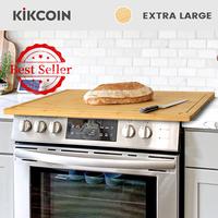 [Deal]Stove Oven Top Cover Kikcoin Extra Large Wooden Cutting Board,Note Charcuterie Board,Pastry,Chopping Block,Handle,Juice...