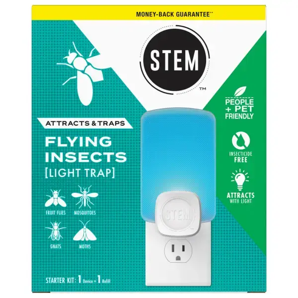 STEM Light Trap, Attracts and Traps Flying Insects, Emits Soft Blue Light, Includes Starter Kit with 1 Light Trap and 1 Refil...