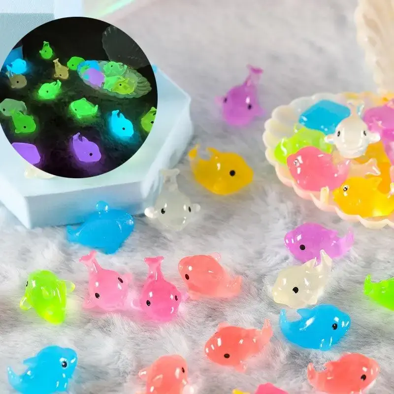 Cute Cartoon Whale Design Resin Ornament, 10pcs/30pcs Mini Simulation Cartoon Whale Design Resin Ornament, DIY Handmade Resin...