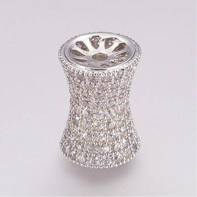 Brass Micro Pave Cubic Zirconia Beads