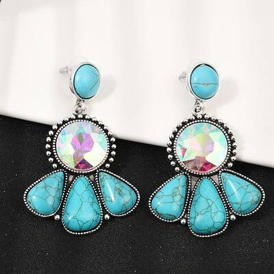 Alloy Synthetic Turquoise Dangle Stud Earrings