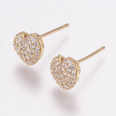 Brass Micro Pave Cubic Zirconia Stud Earrings