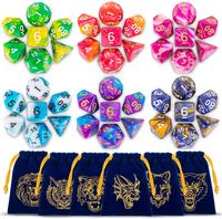 DND Dice Variety  Set - QMay 42pcs Polyhedral Colorful Dice, 6 Complete Double-Colors D&D Dice Sets with 6 Blue Drawstring Ba...