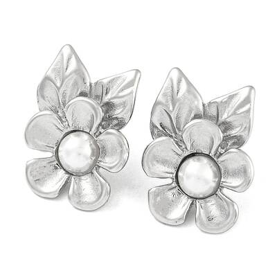 304 Stainless Steel Flower Stud Earrings