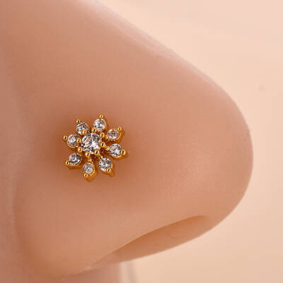 316L Surgical Stainless Steel Clear Cubic Zirconia L-Shaped Nose Rings