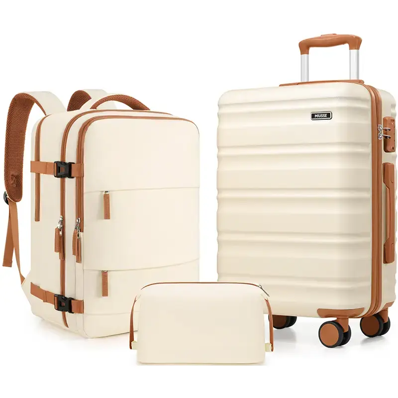 Miusse Suitcase Set 3 Piece, 20 IN Carry On Luggage with Hard Shell, TSA Lock Spinner Wheels Extension Handle Suitcase Set, L...