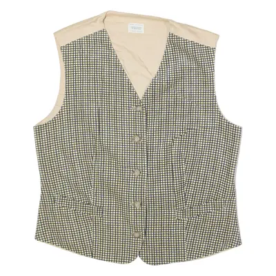 BENETTON Womens Coach Waistcoat Yellow 90s Check UK 18
