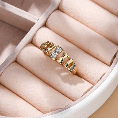 Brass Micro Pave Clear Cubic Zirconia Cuff Finger Rings for Women