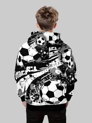 Boys' Fashion 3D Print Hoodie Sweatshirt, Casual Long Sleeve Pullover with Pockets, Stretch Polyester Blend, Ideal for Daily ...