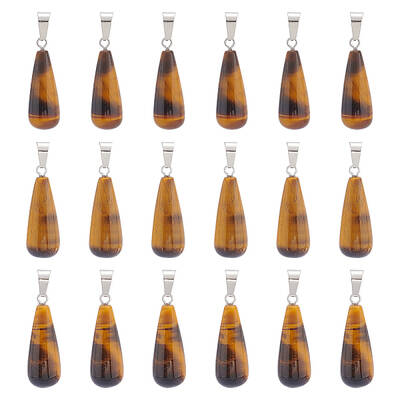 20Pcs Natural Tiger Eye Pendants