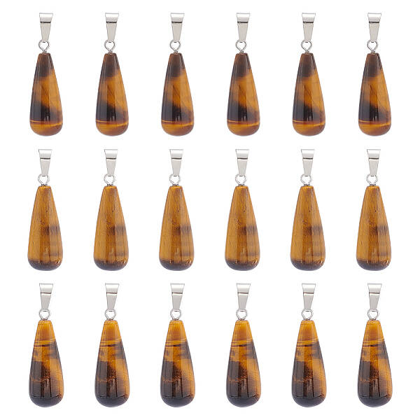 20Pcs Natural Tiger Eye Pendants