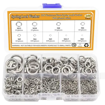 Spring Lock Washer Set, 304 Stainless Steel Spring Lock Washer Assortment Kit, Multi-size Tool Kit