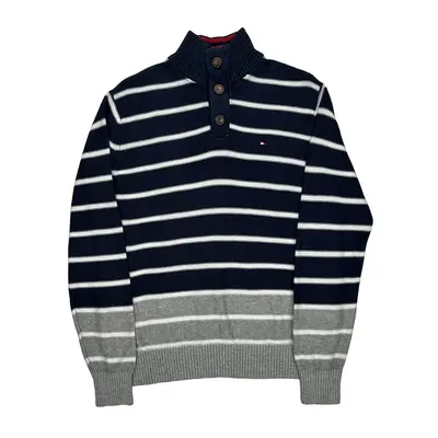 Tommy Hilfiger Striped Jumper - Medium Navy Cotton